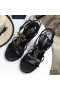 Yves Saint Laurent Cassandra Pană Espadrile Din Piele cu Palma Logo Negru