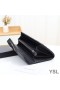 Yves Saint Laurent Mare Monograma Flap Wallet În Granulat Matelasse Piele Negru/Argintiu