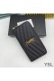 Yves Saint Laurent Mare Monogram Zip În Jurul Portofel În Granulat Matelasse Piele Negru/Auriu