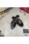 Yves Saint Laurent Monograma Slide-Uri In Piatra De Cereale Din Piele Negru