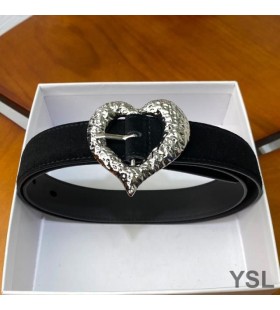 Yves Saint Laurent Inima Curea Din Piele De Căprioară Negru/Argintiu