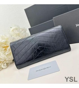 Yves Saint Laurent Mare Cassandra Portofel Bifold În Încrețite Matelasse Din Piele Negru