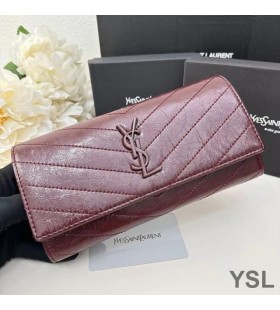 Yves Saint Laurent Mare Cassandra Portofel Bifold În Încrețite Matelasse Piele Visiniu