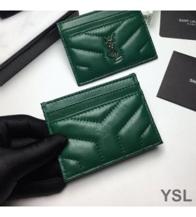 Yves Saint Laurent Monograma Card De Cazul În Matelasse Miel Verde/Argintiu