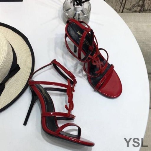 Yves Saint Laurent Cassandra Sandále V Lakovanej Kože Červené
