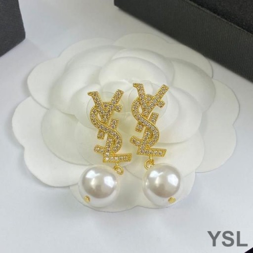 Yves Saint Laurent Opyum Pearl Náušnice V Kovu A Kryštálu, Zlata
