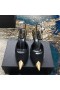 Yves Saint Laurent Vesper Slingback Čerpadlá V Tweed a Kože s Viazacie Reťaze Black/Gold