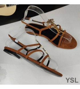 Yves Saint Laurent Cassandra Otvorené Sandále V Semiš s Palma Logo Hnedá