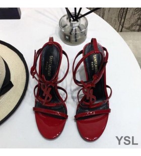 Yves Saint Laurent Cassandra Sandále V Lakovanej Kože Červené