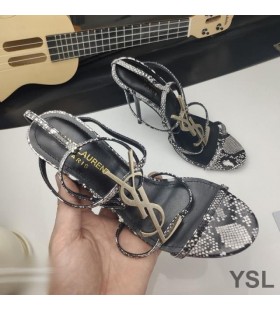 Yves Saint Laurent Cassandra Sandále V Jazyku Python Kožené Čierne