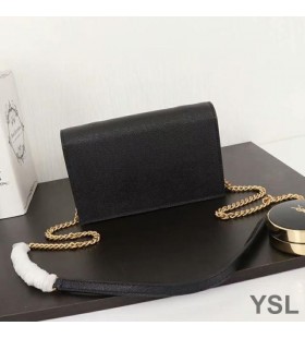 Yves Saint Laurent Kate Reťazca Peňaženka s Strapec V Texturovaného Kože Black/Gold