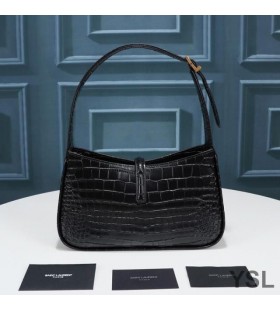 Yves Saint Laurent Le 5 7 Hobo, Taška V Krokodíla-Plastický Lesklé Kožené Black/Gold