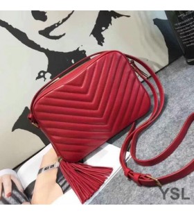 Yves Saint Laurent Lou Brašna V Matelasse Koža Červená/Zlatá