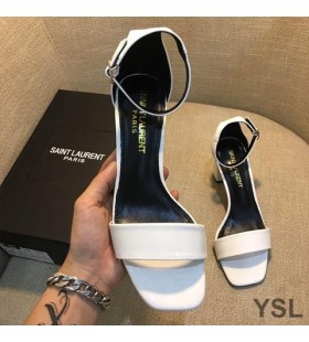 Yves Saint Laurent Loulou 70 Sandále V Lakovanej Kože Biela