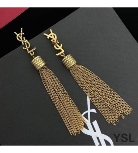 Yves Saint Laurent Loulou Náušnice S Reťazca Strapce V Tĺkol Kovové Zlato