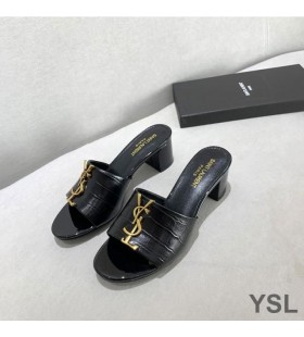 Yves Saint Laurent Monogram Podpätky Listov V Alligator Plastický Kožené Čierne