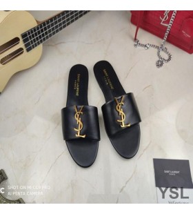 Yves Saint Laurent Monogram Listov V Teľa Kožené Čierne