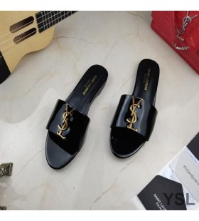 Yves Saint Laurent Monogram Listov V Lakovanej Kože, Čierna