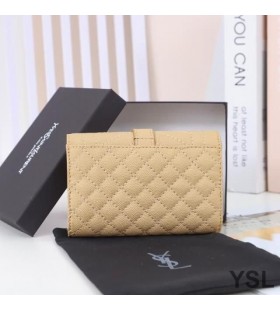 Yves Saint Laurent Malé Obálky Klapka Peňaženky V Zmiešaných Zrnitá Matelasse Kožené Marhuľový/Gold