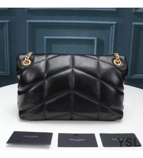 Yves Saint Laurent Malé Loulou Puffer Taška V Prešívaný Jahňacie Black/Gold