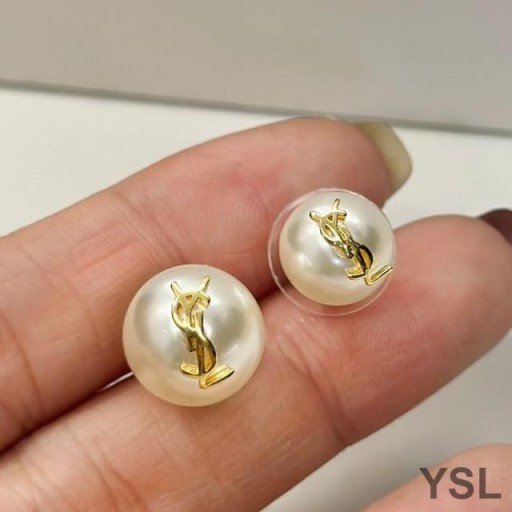 Yves Saint Laurent Cassandre 진주 목걸이에 금속