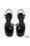 Yves Saint Laurent 사탕 플랫폼 샌들에서 특허를 가죽으로 활 매듭 블랙