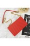 Yves Saint Laurent 봉투 체인 지갑에서 텍스쳐드 미니바 가죽 Red/Gold