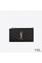Yves Saint Laurent 조각 압축 카드의 경우 세분화된 미니바 Leather Black/Gold