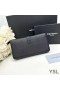 Yves Saint Laurent 큰 줄 지퍼 지갑에서 그레인 가죽 검정