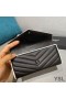 Yves Saint Laurent 큰 모노그램이 플랩 지갑에서 세분화된 미니바 Leather Black/White