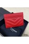 Yves Saint Laurent 카드 케이스 모노그램에서는 세분화된 가죽 미니바 Red/Gold