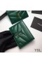Yves Saint Laurent 카드 케이스 모노그램에는 미니바 램스킨 녹색/은색