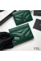 Yves Saint Laurent 카드 케이스 모노그램에는 미니바 램스킨 녹색/은색