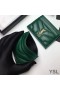 Yves Saint Laurent 카드 케이스 모노그램에는 미니바 램스킨 녹색/은색