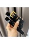 Yves Saint Laurent 모노그램 좁은 벨트와 스퀘어 버클에서 특허 Leather Black/Gold