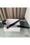 Yves Saint Laurent 모노그램 좁은 벨트와 스퀘어 버클에서 특허 Leather Black/Gold