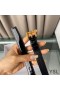 Yves Saint Laurent 모노그램 좁은 벨트와 스퀘어 버클에서 특허 Leather Black/Gold
