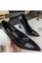 Yves Saint Laurent Opyum 펌프에서 악어 가죽 블랙 힐 블랙