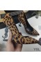Yves Saint Laurent Opyum 펌프에서 레오파드 스웨이드 블랙 힐 Brown