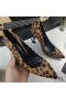 Yves Saint Laurent Opyum 펌프에서 레오파드 스웨이드 블랙 힐 Brown