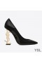 Yves Saint Laurent Opyum 펌프에서는 특허 가죽으로 금 힐 블랙