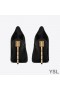 Yves Saint Laurent Opyum 펌프에서는 특허 가죽으로 금 힐 블랙