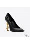 Yves Saint Laurent Opyum 펌프에서는 특허 가죽으로 금 힐 블랙