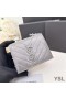 Yves Saint Laurent 작은 카산드라는 이중 지갑에 남기고 미니바 가죽 Grey