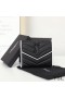 Yves Saint Laurent 작은 봉투 삼중 지갑에서 혼합된 가죽 미니바 Black/White