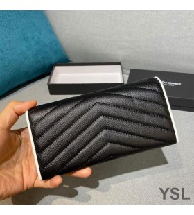 Yves Saint Laurent 큰 모노그램이 플랩 지갑에서 세분화된 미니바 Leather Black/White