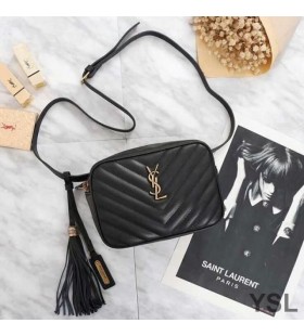 Yves Saint Laurent 루 벨트백에 미니바 Leather Black/Gold