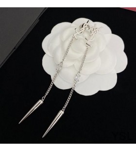 Yves Saint Laurent Opyum 핀 귀걸이에 금속 그리고 모조 다이아몬드 실버