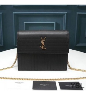 Yves Saint Laurent Victoire 체인에서 가방을 남기고 가죽 Black/Gold