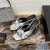 Yves Saint Laurent Bianca 굽 미끄럼 부드러운 가죽 실버